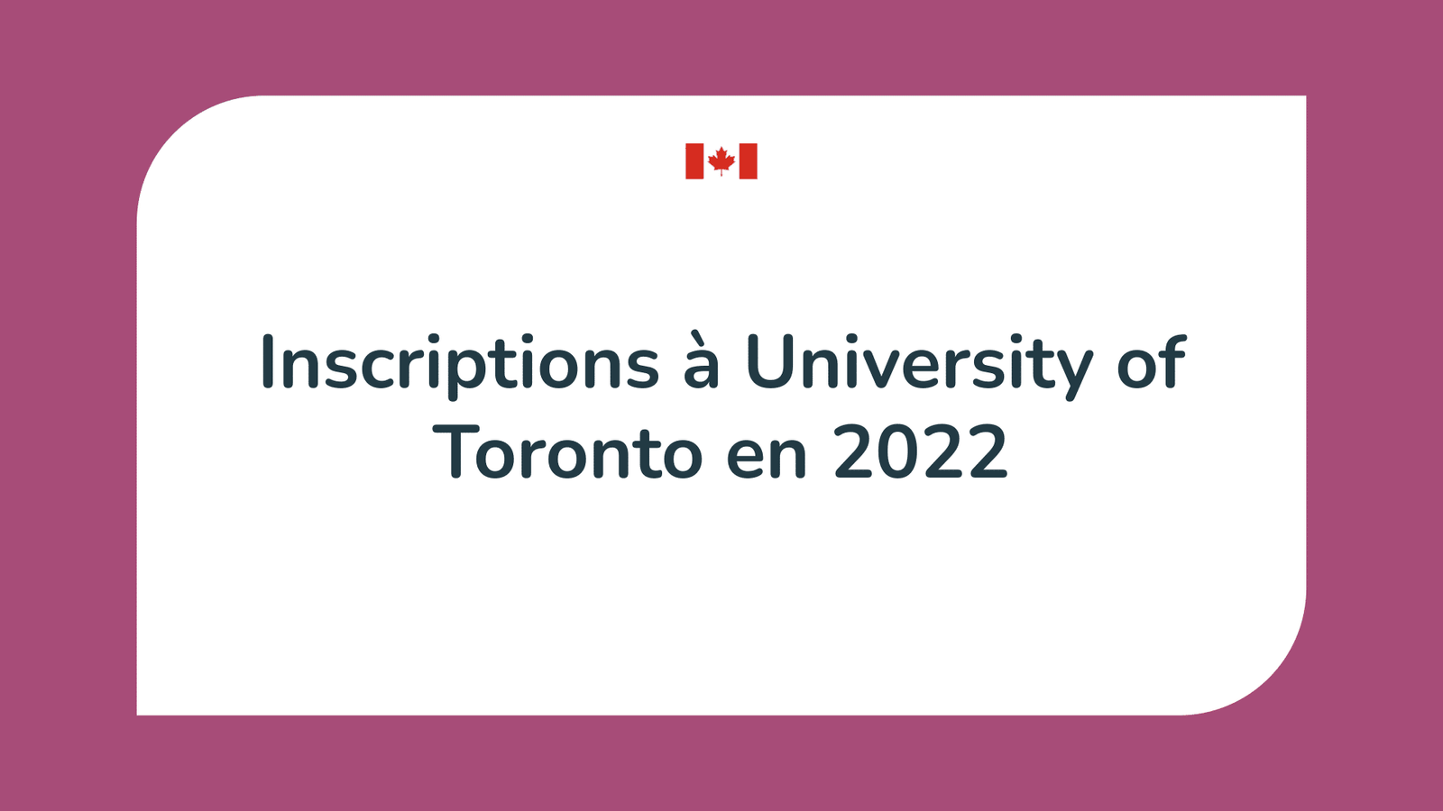Inscriptions University of Toronto