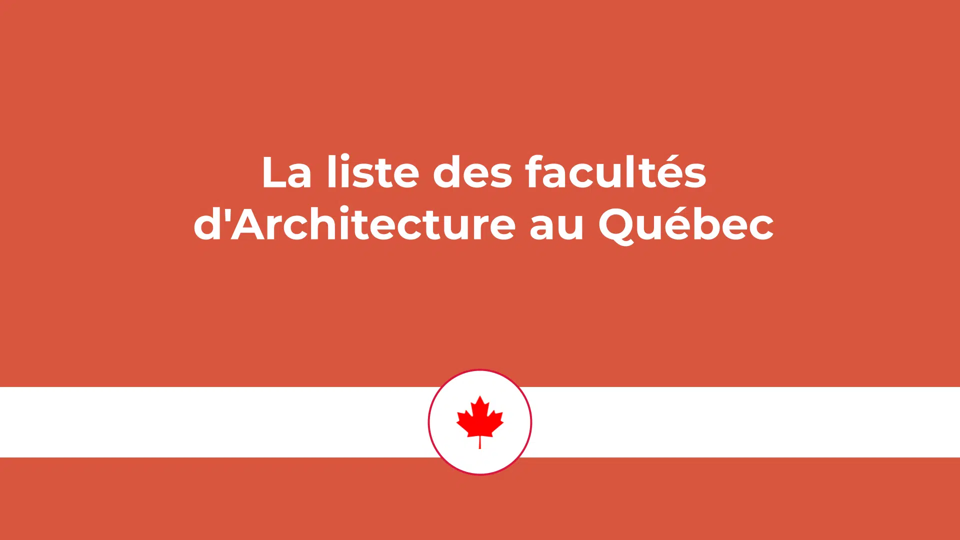 facultés d'Architecture au Québec