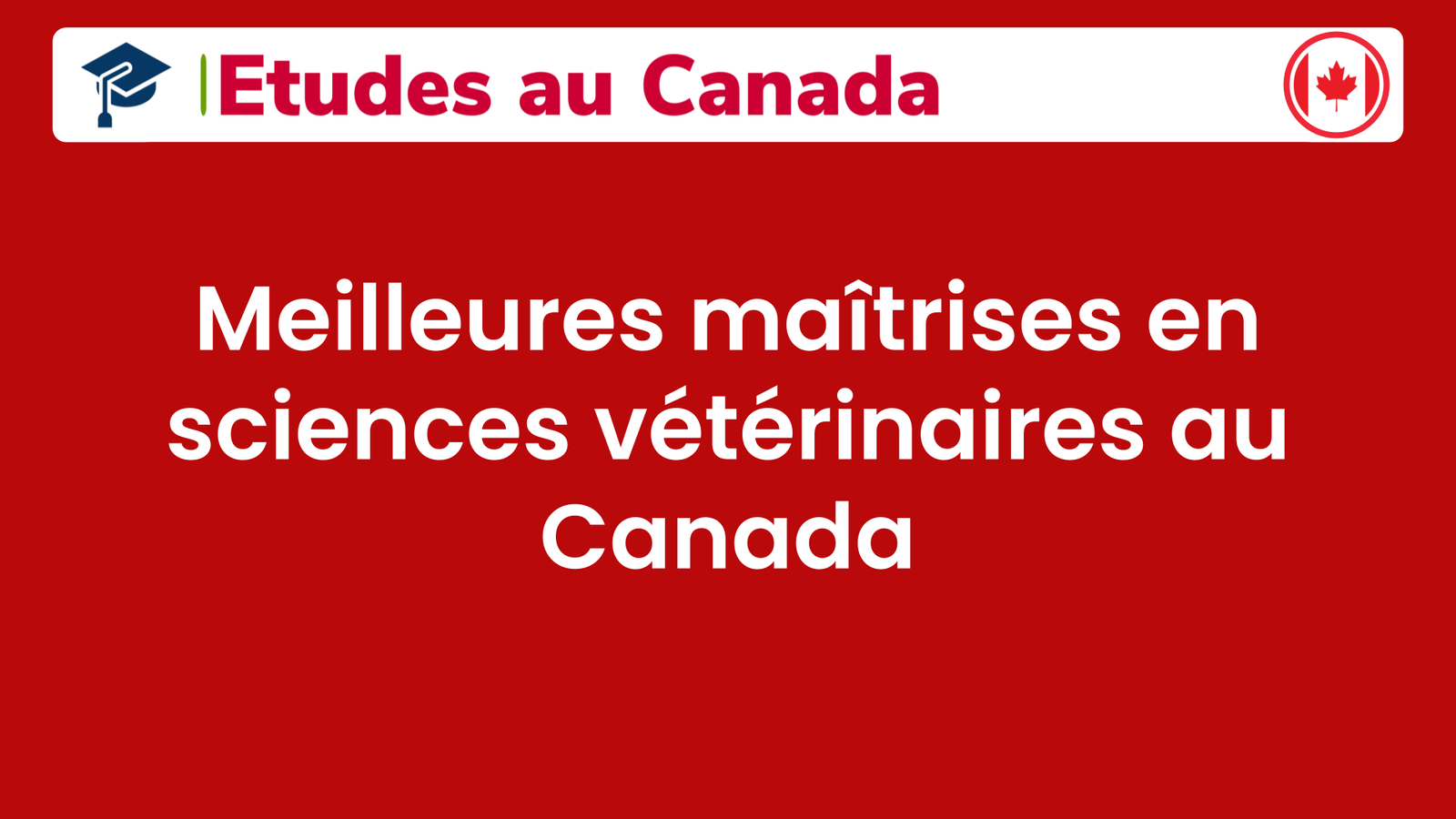 Meilleures maîtrises en sciences vétérinaires au Canada